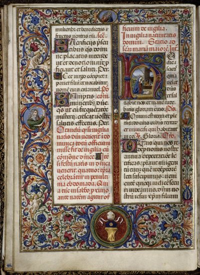 Missel de Thomas James: Lettrine mit der Geburt von Attavante degli Attavanti