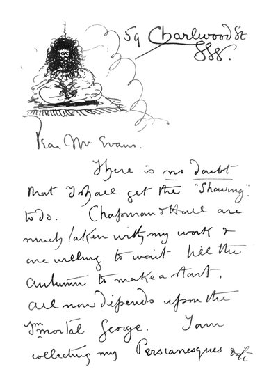 1. Seite des handschriftlichen Briefes an Frederick Evans, ca. 1893 von Aubrey Beardsley