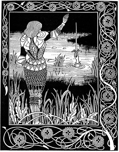 Excalibur wird von der Dame vom See zurückgeholt von Aubrey Beardsley