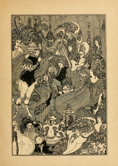 Der Lockenraub. Illustration für Die Höhle der Milz von Alexander Pope von Aubrey Beardsley