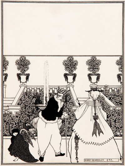Die Vertreibung Amors aus dem Garten, Vorzeichnung für den Umschlagentwurf von „The Savoy“, Nr. 3, Juli 1896 von Aubrey Beardsley