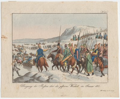 Die russische Armee überquert die Weichsel im Januar 1813, ca. 1815 von August Friedrich Andreas Campe