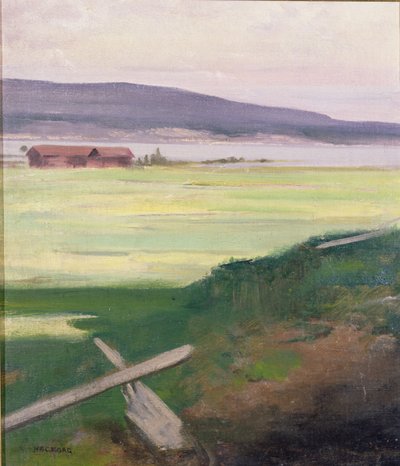 Landschaft mit einem Steg, Norrland, Schweden von August Hagborg