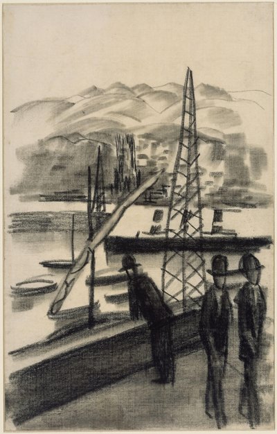 Hafen mit Bergen von August Macke
