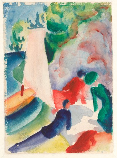 Picknick am Strand (1913) von August Macke