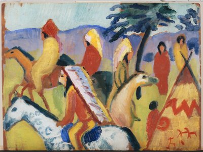 Reitende Indianer am Zelt von August Macke