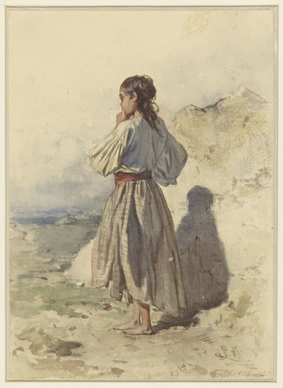 Ungarische Frau, stehend, Dreiviertel nach links, von hinten gesehen von August Xaver Carl von Pettenkofen