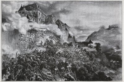 Die ungarische Revolution von 1848-1849: Ungarische Rebellen stürmen die Buda (Ofen) Burg am 21. Mai 1849 - nach einer Lithographie von August von Pettenkofer von August Xaver Karl von Pettenkofen