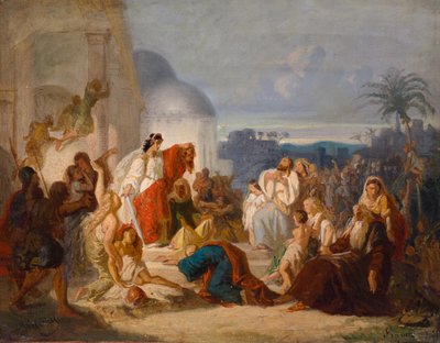 Judith zeigt den Bethuliern das abgeschlagene Haupt des Holofernes von August von Heckel