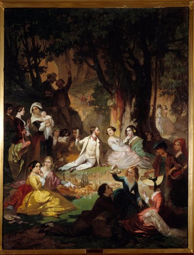 Tasting Champetre. Szene eines Picknicks in der bürgerlichen Gesellschaft. 1850, Montpellier, Musée Fabre von Auguste Barthelemy Glaize