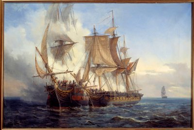 Schlacht zwischen der Bellona und Lord Nelson. Gemälde von Auguste Mayer (1805-1890) 1872. Brest, Museum der Schönen Künste von Auguste Etienne Francois Mayer