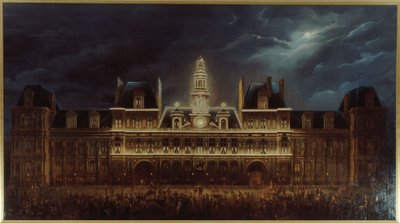 Beleuchtung des Hôtel de Ville zum Königstag, 1. Mai von Auguste Jean Simon Roux