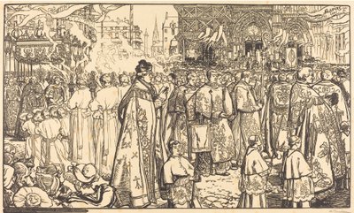 Fronleichnamsprozession in Nantes Procession de la Fete Dieu a Nantes, 1901 von Auguste Lepere