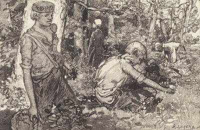 Maiglöckchen sammeln La cueillette du muguet, 1908 von Auguste Lepere