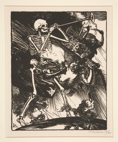 La Mort et les Passions vont fondre sur le Monde (Tod und Zwietracht werden auf die Erde regnen), aus La Guerre de 1914, erste Serie, Nr. 7 von Auguste Lepere