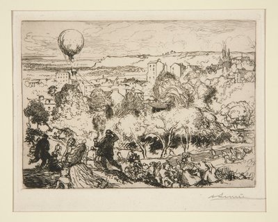 Der fallende Ballon in Pre-Saint-Gervais von Auguste Lepere