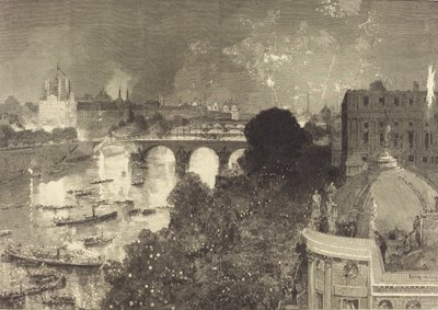Der 14. Juli. Beleuchtung der Seine vom Pont Neuf bis zum Pont au Change, 1882 von Auguste Lepere