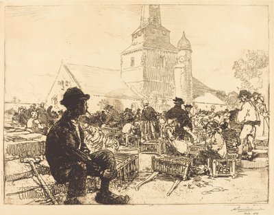 Geflügelmarkt in St.-Jean-de-Mont von Auguste Lepere