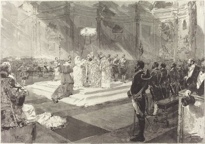 Königliche Taufe am spanischen Hof von Auguste Lepère after Daniel Vierge
