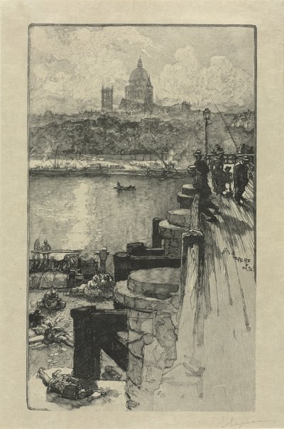 [Fischer auf einem Pier, Paris] von Auguste Louis Lepère