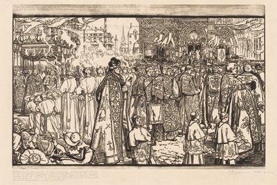 Die Prozession des Fronleichnamsfestes in Nantes von Auguste Louis Lepère