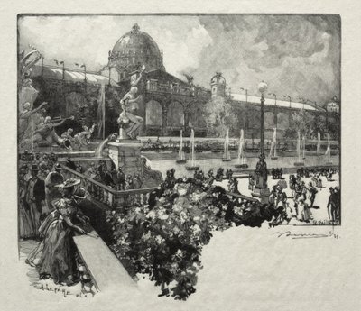 Der Palast der freien Künste, Außenansicht von Auguste Louis Lepère