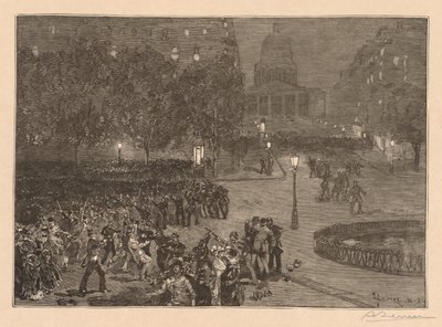 Bois du Monde: Die Unruhen im Quartier Latin, 1882 von Auguste Louis Lepère