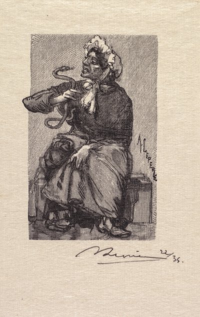 Fontainebleau-Wald: Schlangenverkäuferin (La Forêt de Fontainebleau: Marchande de Serpents) von Auguste Louis Lepère