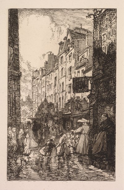 La Bièvre, Les Gobelins, Saint-Séverin: Das Viertel Saint-Séverin: Die Rue des Prêtres Saint-Séverin von Auguste Louis Lepère