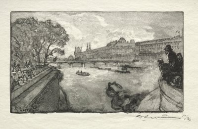 Der Louvre, gesehen von der Pont Neuf, 1890 von Auguste Louis Lepère