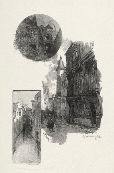 Rouen Illustré: Cour de LAlbane, Rue Saint Romain, Laubette Rue Armand - Carrel, 1896 von Auguste Louis Lepère