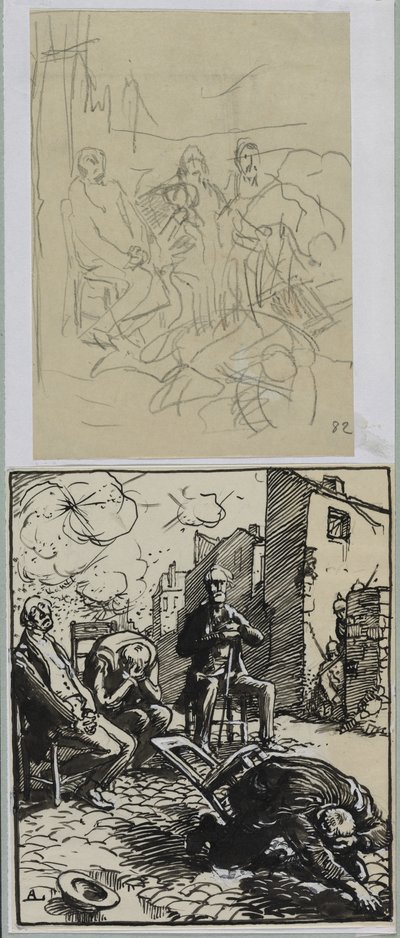 Drei sitzende Geiseln, 1914 von Auguste Louis Lepère