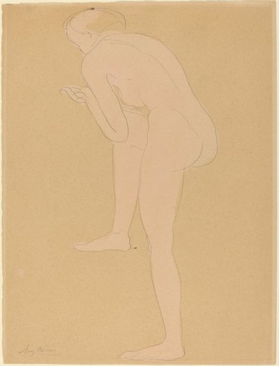 Figur, die sich nach vorne beugt mit erhobenem rechten Knie von Auguste Rodin