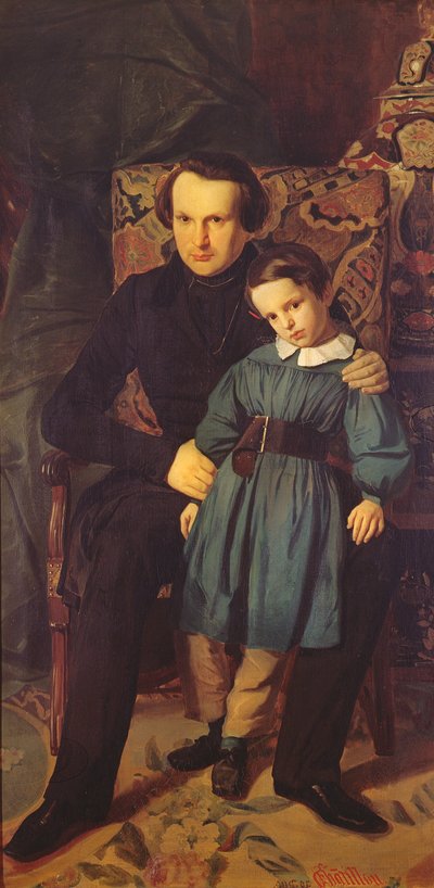 Victor Hugo (1802-85) und sein Sohn Francois-Victor, 1836 von Auguste de Chatillon