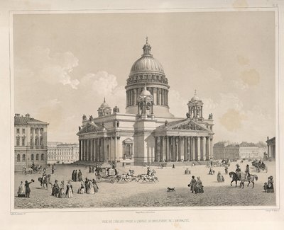 Die Isaakskathedrale vom Admiralteysky Prospekt aus gesehen Aus: Der Bau der Isaakskathedrale, 1845 von Auguste de Montferrand
