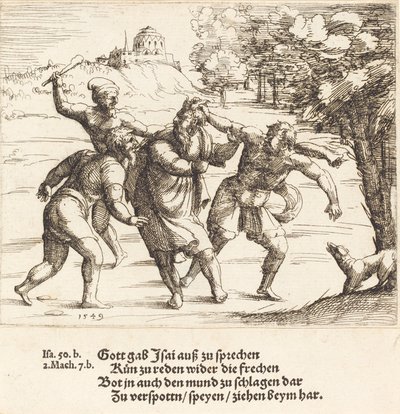 Jesaja erträgt Spott wegen seines Glaubens, 1549 von Augustin Hirschvogel