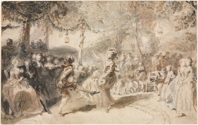 Kostümierte Tänzer in einem Gartentaverne, 1756 von Augustin de Saint Aubin
