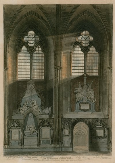 Viertes und fünftes Fenster, Südschiff, Westminster Abbey, London von Augustus Charles Pugin
