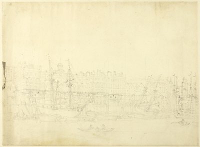 Studie für das Zollhaus, vom Fluss Thames, aus Microcosm of London von Augustus Charles Pugin