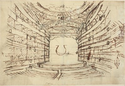 Studie für das Opernhaus, aus Microcosm of London von Augustus Charles Pugin