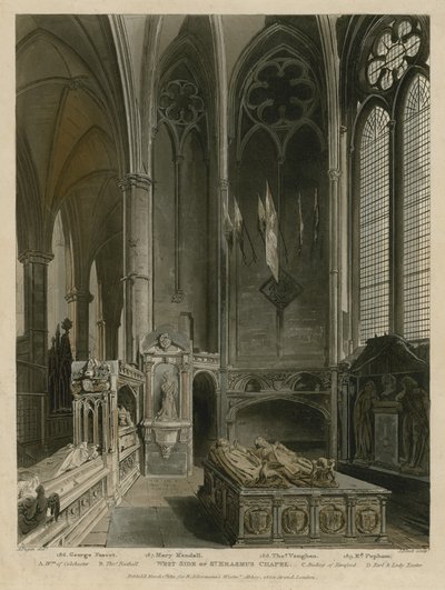 Westseite der St. Erasmus Kapelle, Westminster Abbey, London von Augustus Charles Pugin