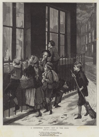 Eine Weihnachtsfeier, draußen in der Kälte von Augustus Edward Mulready