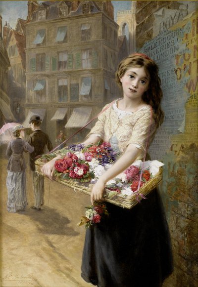 Eine Straßenblumenverkäuferin von Augustus Edwin Mulready