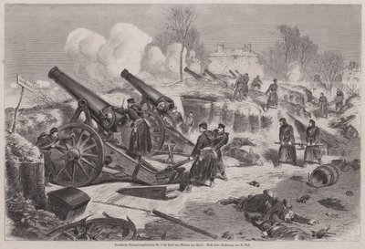 Preußische Belagerungsbatterie im Park von Le Raincy während der Belagerung von Paris, Deutsch-Französischer Krieg von Augustus J. Beck