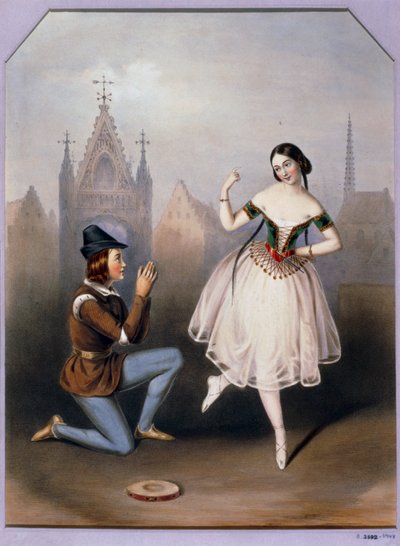 Carlotta Grisi als Esmeralda und Jules Perrot als Gringoire - La Esmeralda, Ballett in 3 Akten von Augustus Jules Bouvier