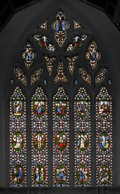 Geheimnisse des Rosenkranzes, Ostfenster der Kapelle von Augustus Welby Northmore Pugin