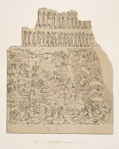 Ein Schlachtfeld (Kouyunjik), aus Denkmäler von Ninive, veröffentlicht 1849 von Austen Henry Layard