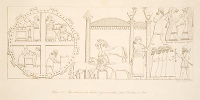Das Innere einer Burg (ein Grundriss) und Pavillon oder Zelt, aus Denkmäler von Ninive, veröffentlicht 1849 von Austen Henry Layard