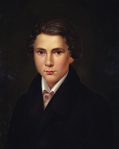 Porträt eines jungen Mannes mit Rubin-Anstecknadel, um 1835 von Austrian School