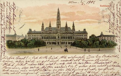Postkarte mit dem Rathaus in Wien von Austrian School
